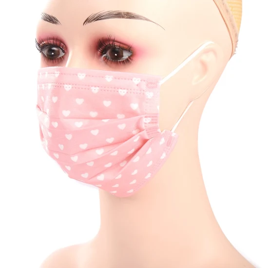 2022 La migliore vendita 3 strati 3 strati piatti per bambini monouso maschera rosa maschera medica chirurgica per bambini con anello per l'orecchio